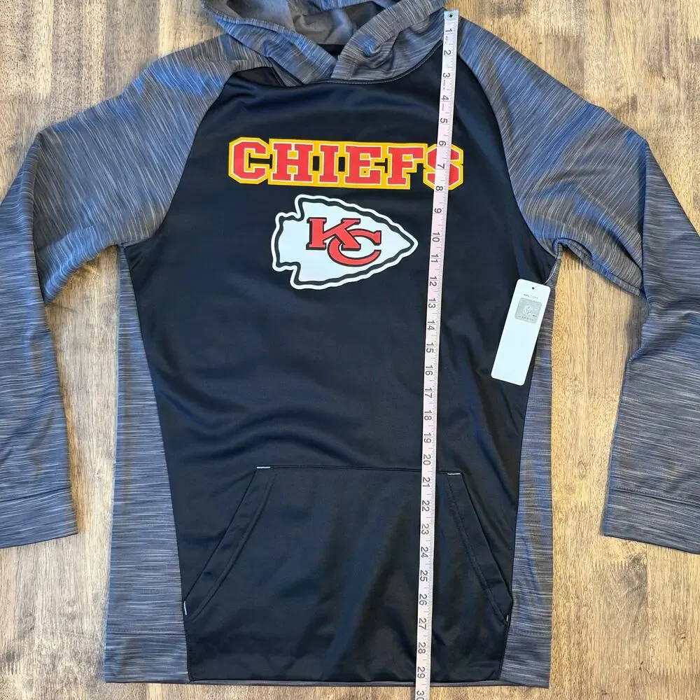 Kansas City Chiefs Sweatshirt Hoodie NFL Football Gray Black Size Youth XXL
